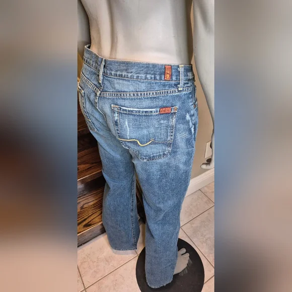 7 For All Mankind Men's Light Blue Bootcut Jeans - Picture 10 of 11